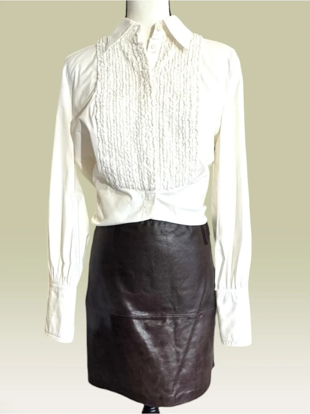 Luisa Cerano White Tuxedo Stye Button Down